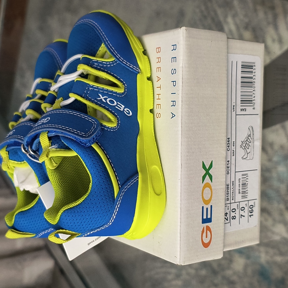 Geox Toddler Size US 8.5/ EU 24 boys Sneaker, ROYAL-LIME